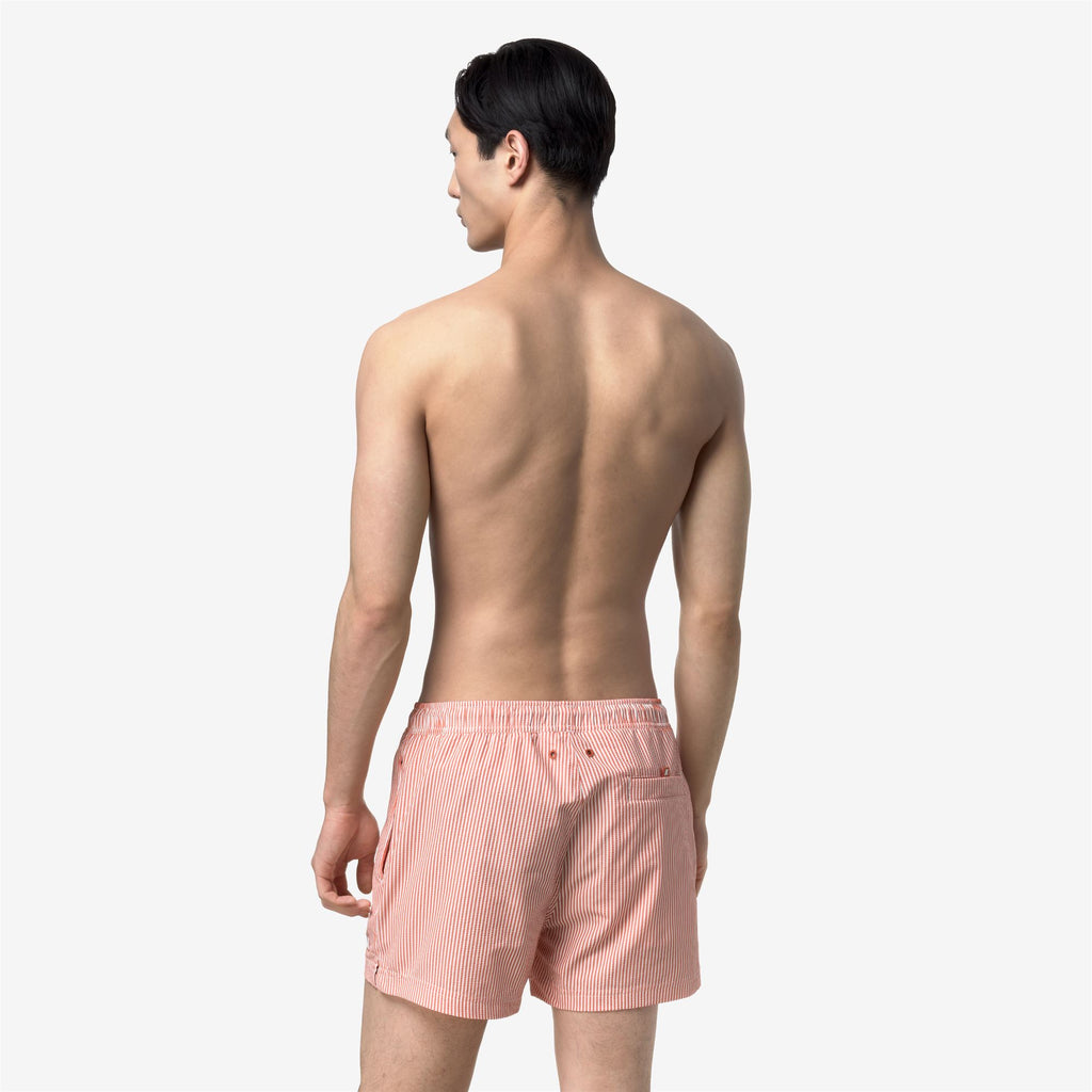 Bathing Suits_Man_HAZEL MID STRIPES BEACH_Swimming Trunks_White - Orange Brownish - Commercial 6