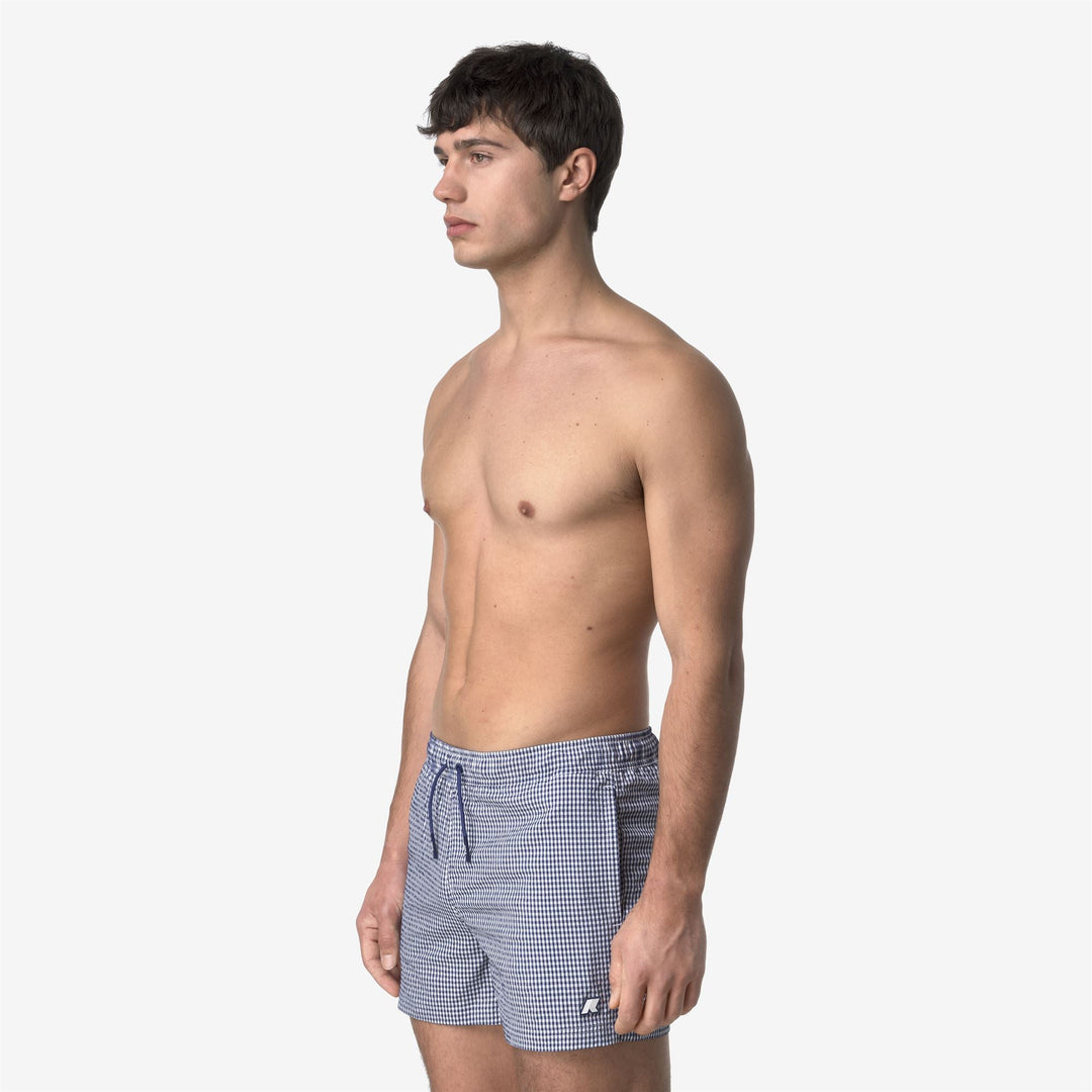 HAZEL CHECK BEACH - Bathing Suits - Swimming Trunks - MAN - WHITE-BLUE DEEP COBALT