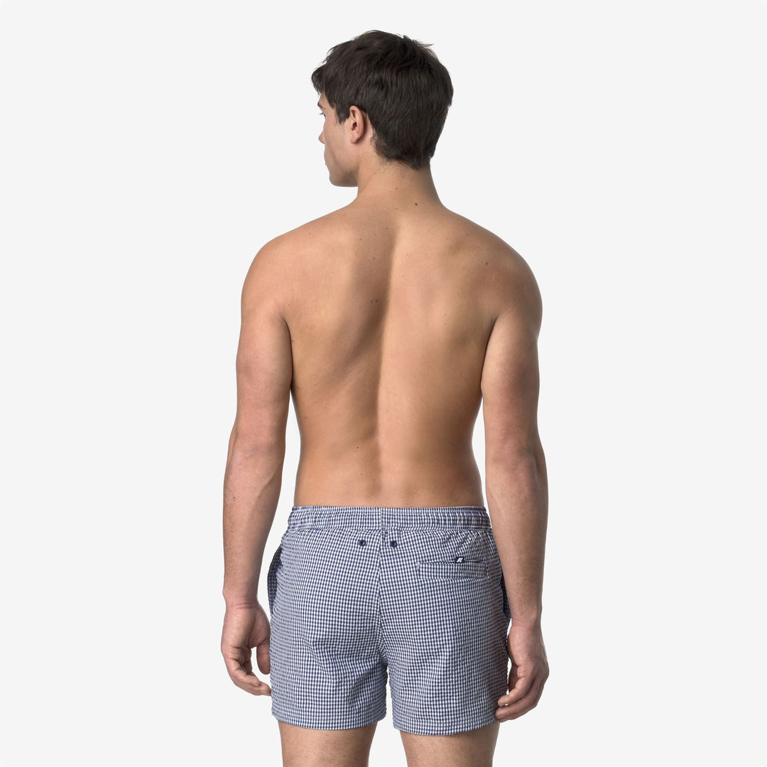 HAZEL CHECK BEACH - Bathing Suits - Swimming Trunks - MAN - WHITE-BLUE DEEP COBALT