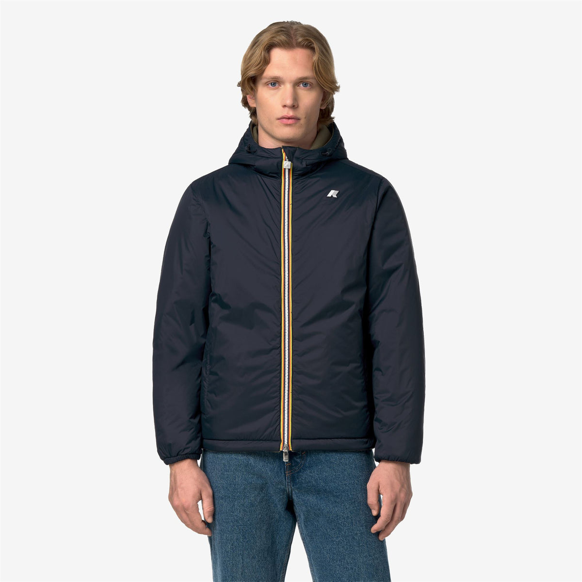 Jackets_Man_JACK SPACER NYLON DOUBLE_Short_Green Army - Blue Depth - Commercial 3