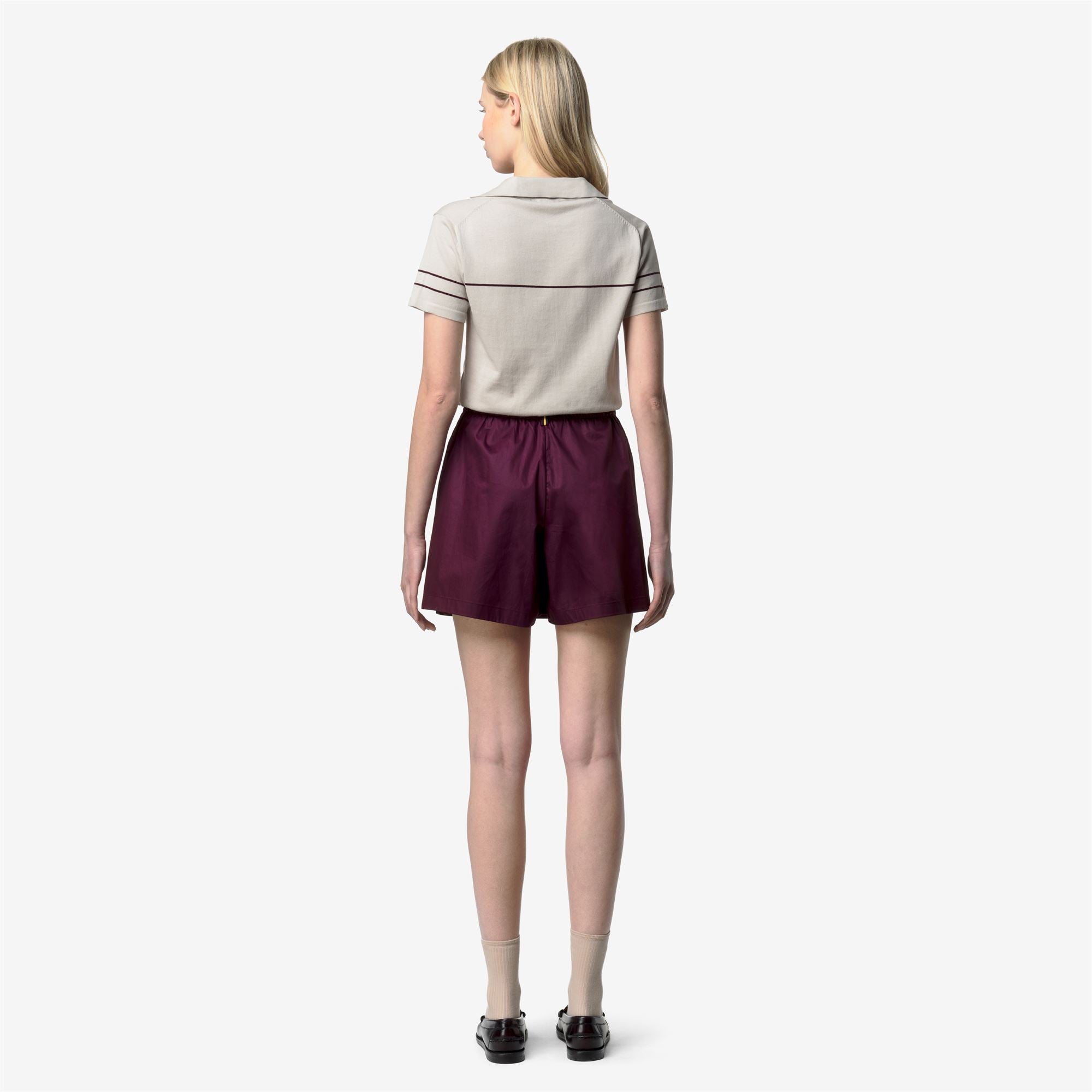 Shorts_Woman_LAMANDIE SHINY COTTON_Sport Shorts_Violet Mauve Wine - Commercial 6