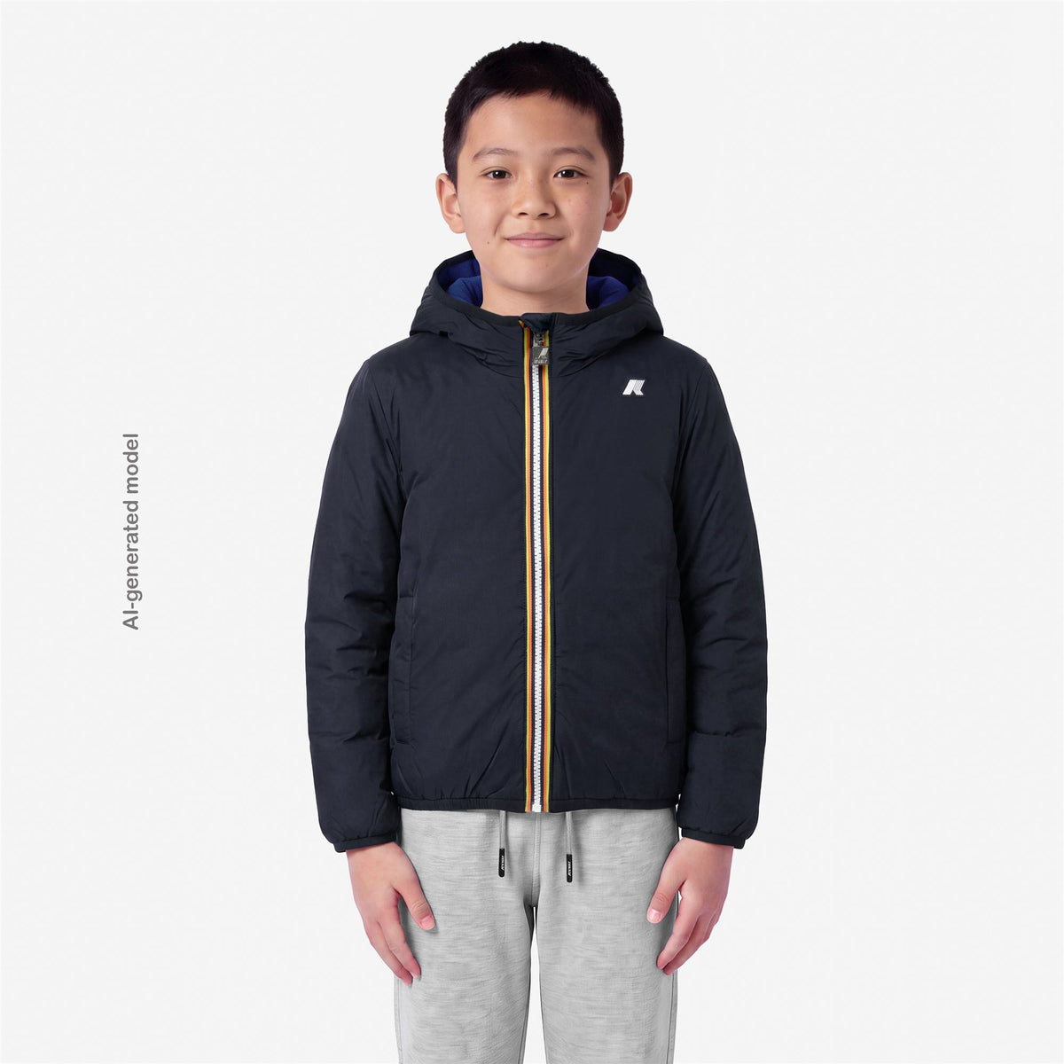 Jackets_BOY_P. JACK SPACER NYLON DOUBLE_Hoodie Full Zip_Blue Royal Marine - Blue Depth - Commercial 3
