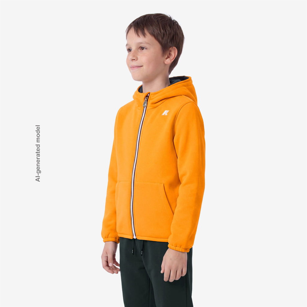 Jackets_BOY_P. JACK SPACER NYLON DOUBLE_Hoodie Full Zip_Orange Md - Green Dk Jungle - Commercial 5