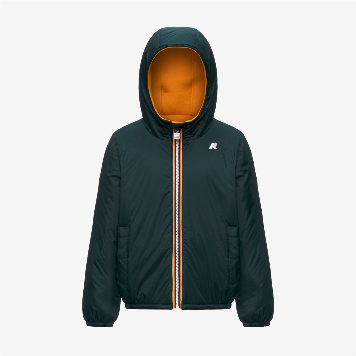 Jackets_BOY_P. JACK SPACER NYLON DOUBLE_Hoodie Full Zip_Orange Md - Green Dk Jungle - Commercial 2