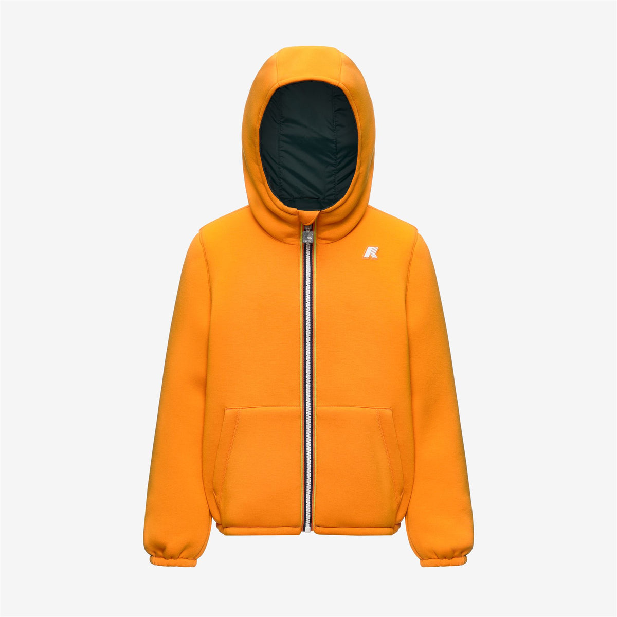 Jackets_BOY_P. JACK SPACER NYLON DOUBLE_Hoodie Full Zip_Orange Md - Green Dk Jungle - Commercial 1