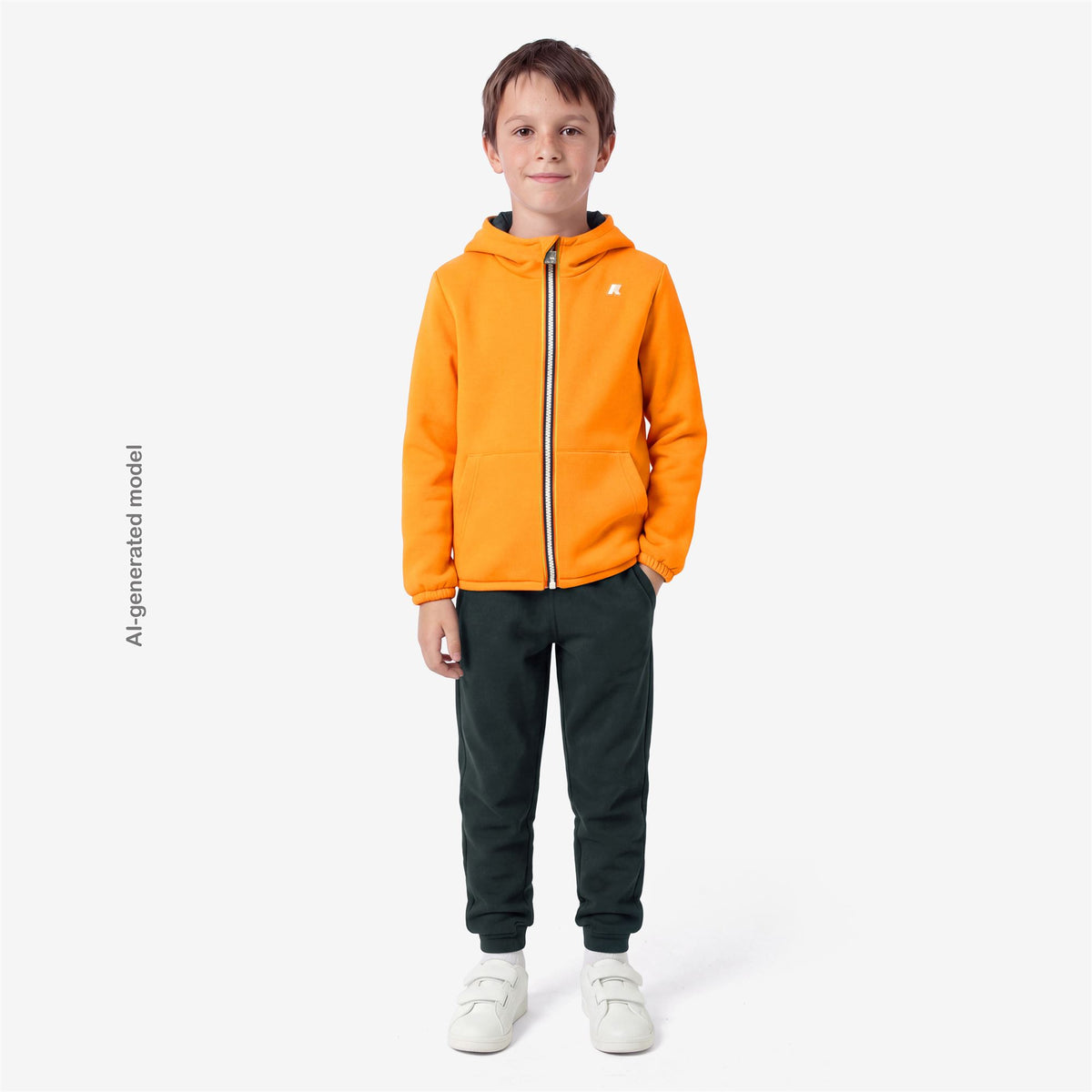 Jackets_BOY_P. JACK SPACER NYLON DOUBLE_Hoodie Full Zip_Orange Md - Green Dk Jungle - Commercial 7