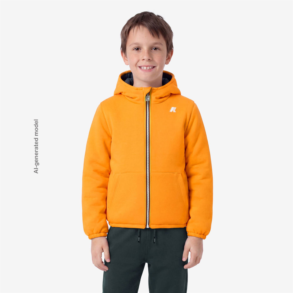 Jackets_BOY_P. JACK SPACER NYLON DOUBLE_Hoodie Full Zip_Orange Md - Green Dk Jungle - Commercial 4