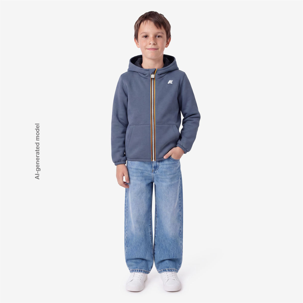 Jackets_BOY_P. JACK SPACER NYLON DOUBLE_Hoodie Full Zip_Blue Wild - Black Pure - Commercial 7