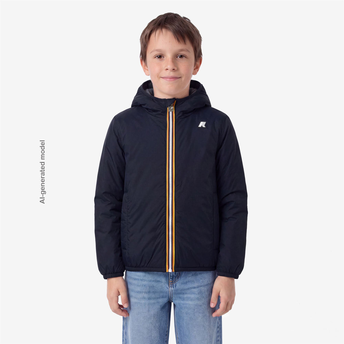 Jackets_BOY_P. JACK SPACER NYLON DOUBLE_Hoodie Full Zip_Blue Wild - Black Pure - Commercial 3