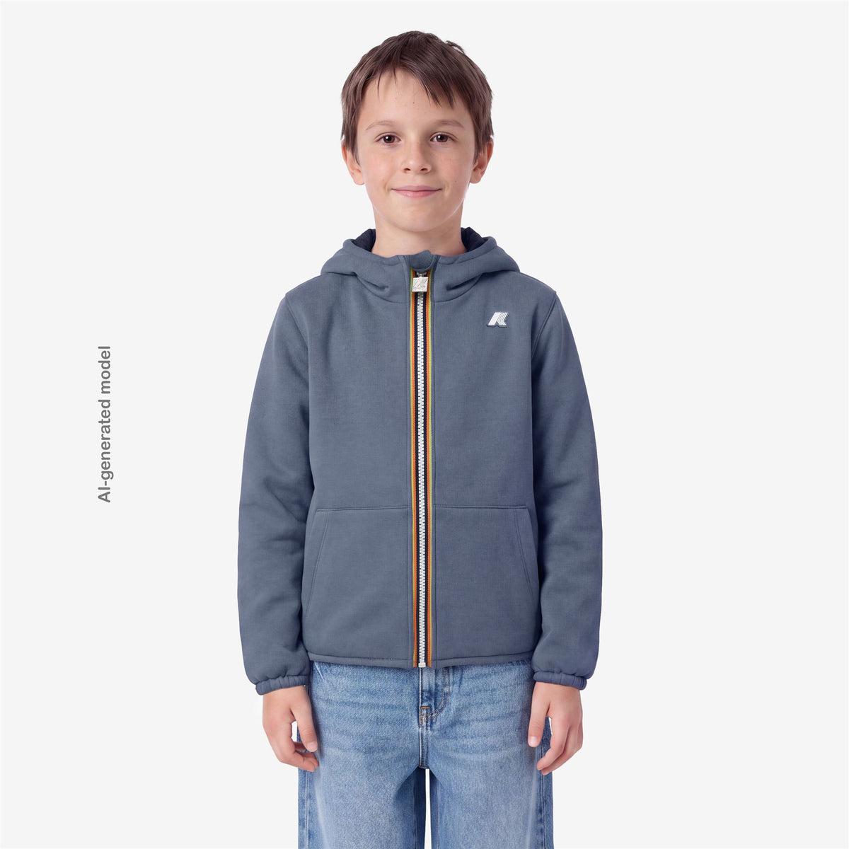 Jackets_BOY_P. JACK SPACER NYLON DOUBLE_Hoodie Full Zip_Blue Wild - Black Pure - Commercial 4